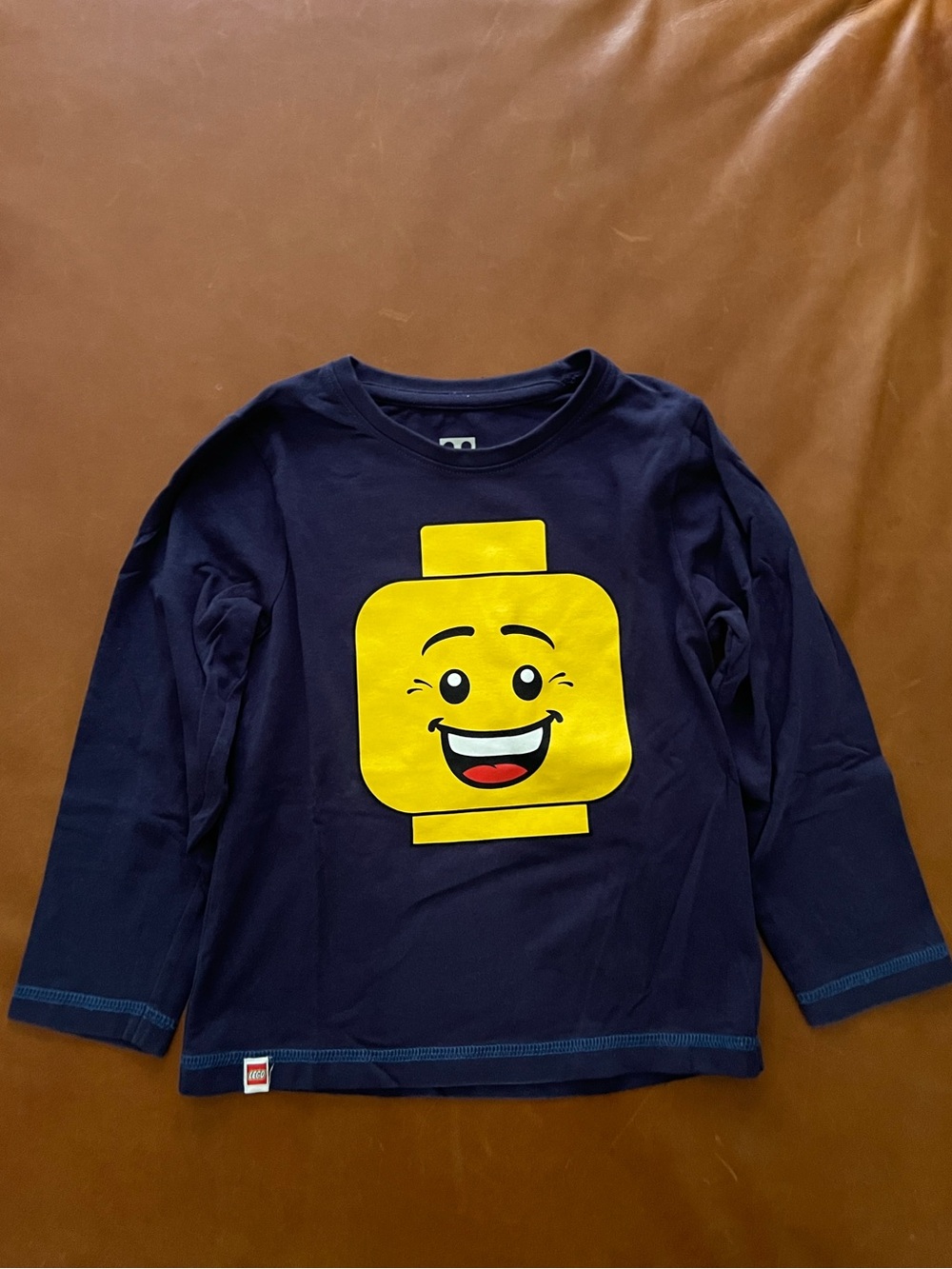 LEGO Minifigure Face Navy Long Sleeve T-Shirt, 3yrs